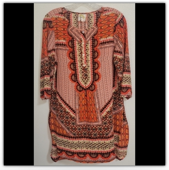 Fig and Flower boho tunic style top high low or beach cover up size small - Picture 3 of 8